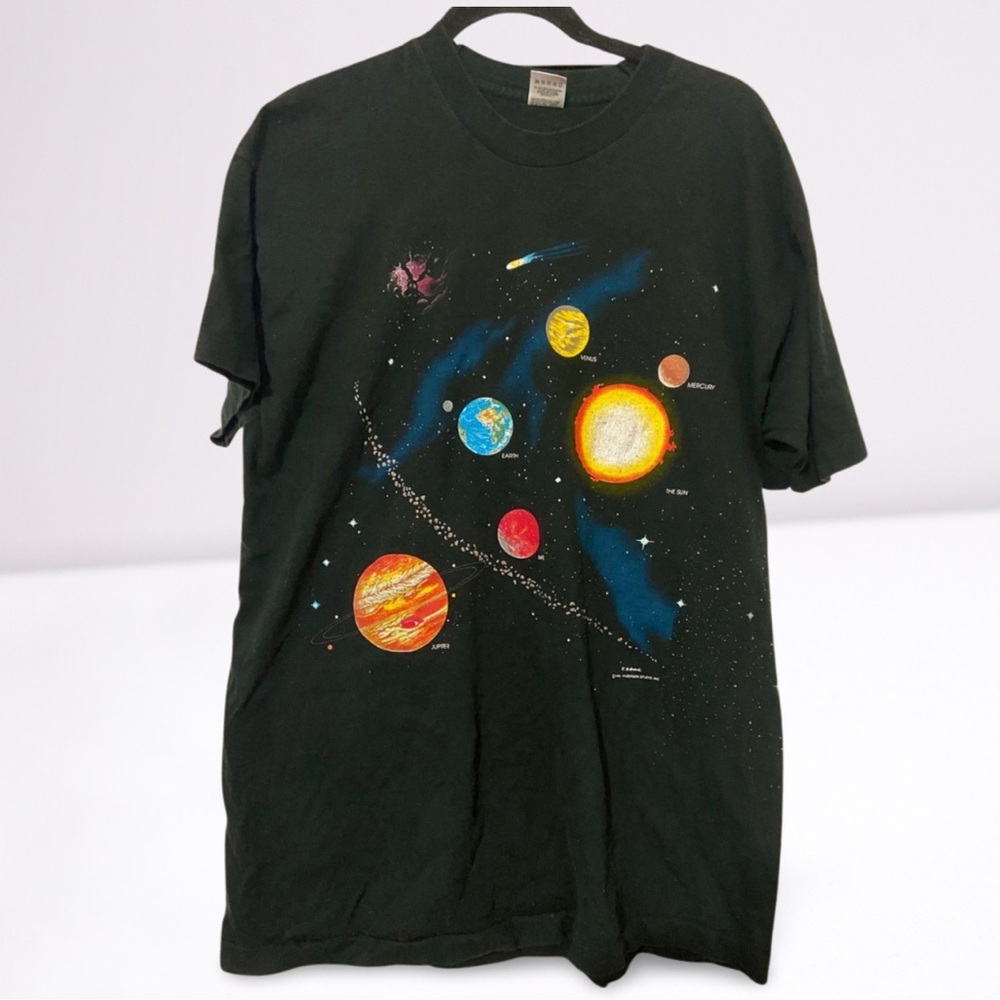 Vintage 1990 Anderson Studio Inc Solar System Front and Back Graphic T-Shirt